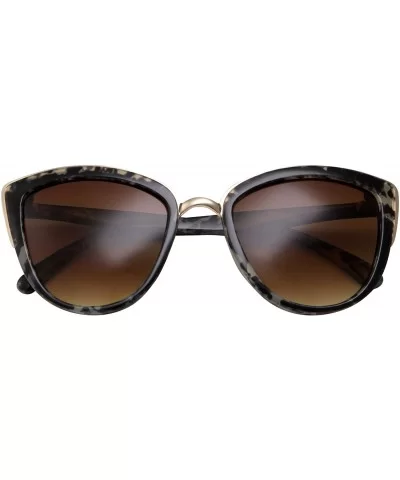 Womens Flash Color Mirror Lens Oversized Cat Eye Sunglasses - Granite - CA12CVOZLCB $8.07 Cat Eye