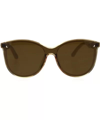 Womens Bamboo Wood Arm Shield Panel Horn Sunglasses - Beige Brown - C518TCKO20Z $10.71 Shield