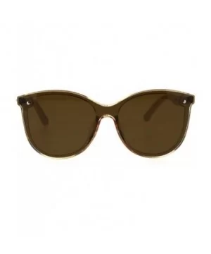 Womens Bamboo Wood Arm Shield Panel Horn Sunglasses - Beige Brown - C518TCKO20Z $10.71 Shield