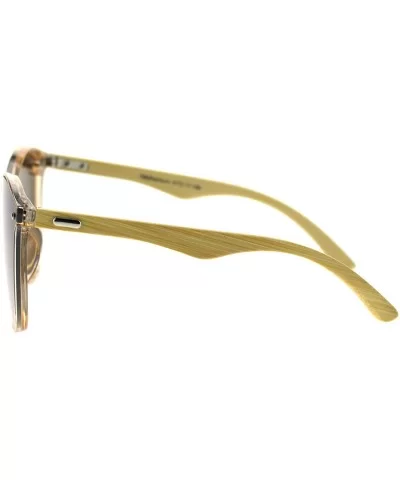 Womens Bamboo Wood Arm Shield Panel Horn Sunglasses - Beige Brown - C518TCKO20Z $10.71 Shield