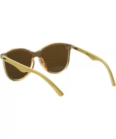 Womens Bamboo Wood Arm Shield Panel Horn Sunglasses - Beige Brown - C518TCKO20Z $10.71 Shield