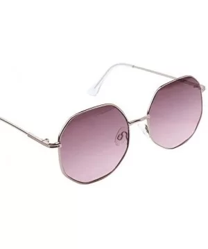 Fashion Oversized Sunglasses for Men and Women Polygon Mirrored Lens with Case - UV 400 Protection - Gold-purple - CC18T2GNGK...