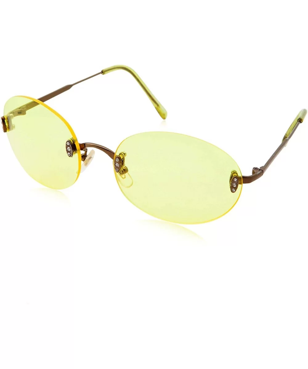 Hipster Retro Round Lightweight Rimless Plastic Frame Candy Color Sunglasses for Women - Yellow - CT18OMDY98Y $8.44 Rimless