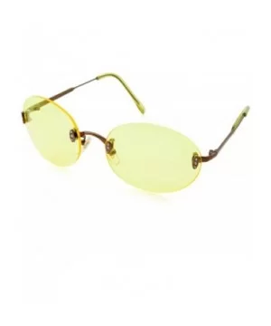 Hipster Retro Round Lightweight Rimless Plastic Frame Candy Color Sunglasses for Women - Yellow - CT18OMDY98Y $8.44 Rimless