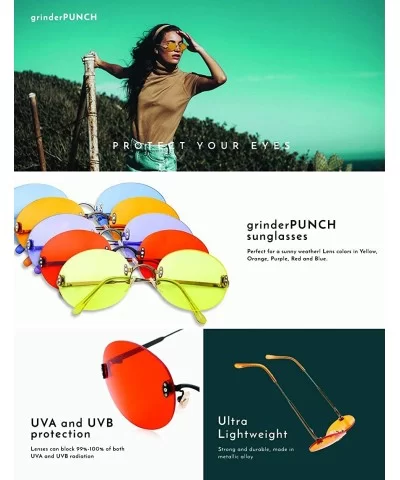 Hipster Retro Round Lightweight Rimless Plastic Frame Candy Color Sunglasses for Women - Yellow - CT18OMDY98Y $8.44 Rimless