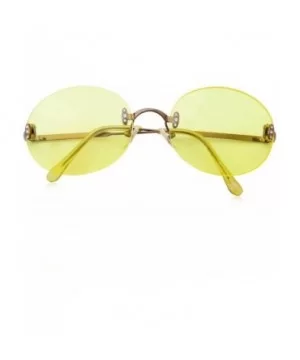 Hipster Retro Round Lightweight Rimless Plastic Frame Candy Color Sunglasses for Women - Yellow - CT18OMDY98Y $8.44 Rimless