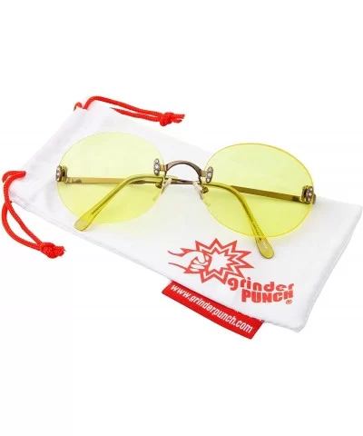 Hipster Retro Round Lightweight Rimless Plastic Frame Candy Color Sunglasses for Women - Yellow - CT18OMDY98Y $8.44 Rimless