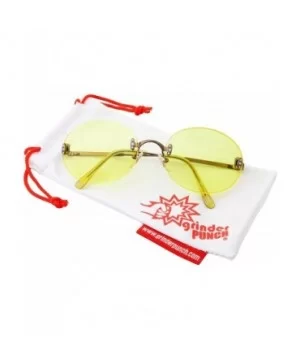 Hipster Retro Round Lightweight Rimless Plastic Frame Candy Color Sunglasses for Women - Yellow - CT18OMDY98Y $8.44 Rimless