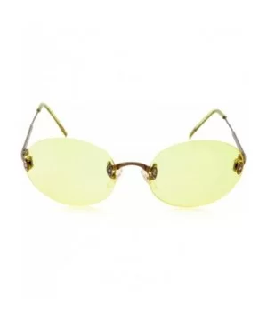 Hipster Retro Round Lightweight Rimless Plastic Frame Candy Color Sunglasses for Women - Yellow - CT18OMDY98Y $8.44 Rimless