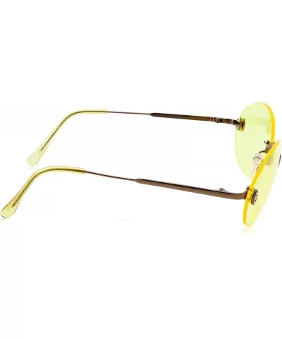 Hipster Retro Round Lightweight Rimless Plastic Frame Candy Color Sunglasses for Women - Yellow - CT18OMDY98Y $8.44 Rimless