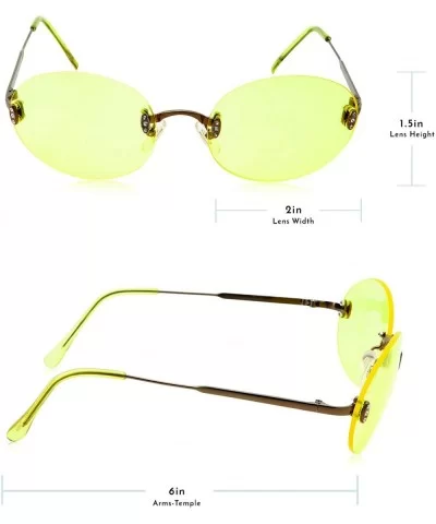 Hipster Retro Round Lightweight Rimless Plastic Frame Candy Color Sunglasses for Women - Yellow - CT18OMDY98Y $8.44 Rimless