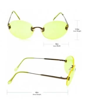 Hipster Retro Round Lightweight Rimless Plastic Frame Candy Color Sunglasses for Women - Yellow - CT18OMDY98Y $8.44 Rimless