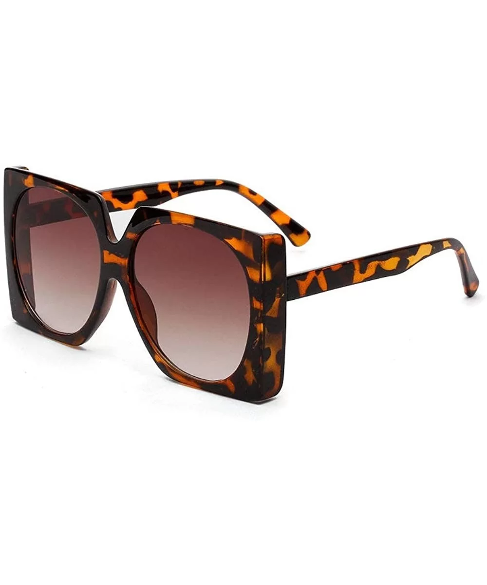 Square Sunglasses Women Retro Brand Designer Oversized - Leopard Tea - C118OTXYOUR $11.21 Oversized