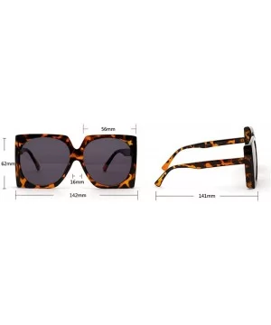 Square Sunglasses Women Retro Brand Designer Oversized - Leopard Tea - C118OTXYOUR $11.21 Oversized