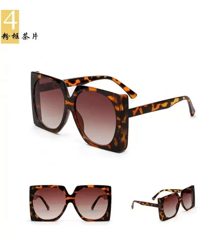 Square Sunglasses Women Retro Brand Designer Oversized - Leopard Tea - C118OTXYOUR $11.21 Oversized