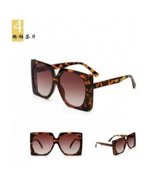 Square Sunglasses Women Retro Brand Designer Oversized - Leopard Tea - C118OTXYOUR $11.21 Oversized