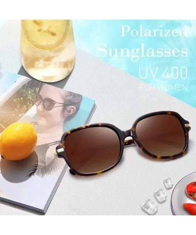 Oversized Vintage Sunglasses for Women Polarized Square Acetate Frame UV Protection - CR18S7WA8IU $21.72 Square