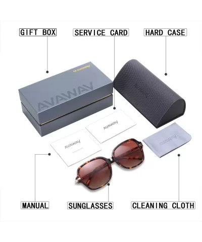 Oversized Vintage Sunglasses for Women Polarized Square Acetate Frame UV Protection - CR18S7WA8IU $21.72 Square