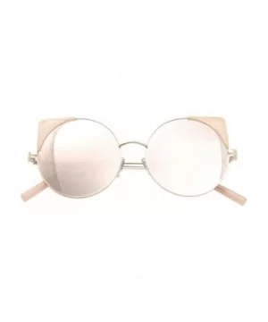 Women Oversized Cat Eye Sunglasses Eyewear - Gold Frame/Pink Mirrored Lens 50754 - C718DDAX3N4 $6.51 Cat Eye