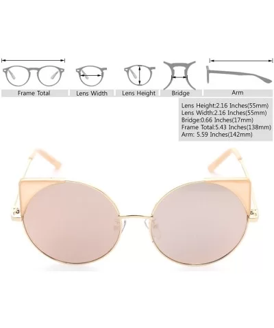 Women Oversized Cat Eye Sunglasses Eyewear - Gold Frame/Pink Mirrored Lens 50754 - C718DDAX3N4 $6.51 Cat Eye