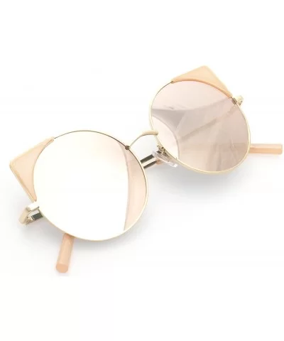 Women Oversized Cat Eye Sunglasses Eyewear - Gold Frame/Pink Mirrored Lens 50754 - C718DDAX3N4 $6.51 Cat Eye