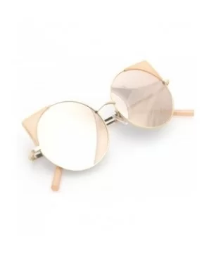 Women Oversized Cat Eye Sunglasses Eyewear - Gold Frame/Pink Mirrored Lens 50754 - C718DDAX3N4 $6.51 Cat Eye