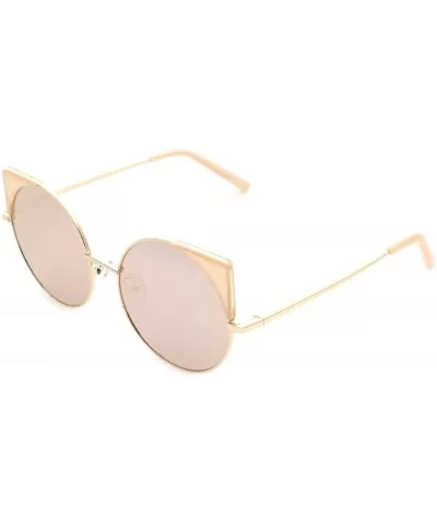 Women Oversized Cat Eye Sunglasses Eyewear - Gold Frame/Pink Mirrored Lens 50754 - C718DDAX3N4 $6.51 Cat Eye