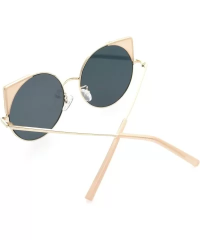 Women Oversized Cat Eye Sunglasses Eyewear - Gold Frame/Pink Mirrored Lens 50754 - C718DDAX3N4 $6.51 Cat Eye