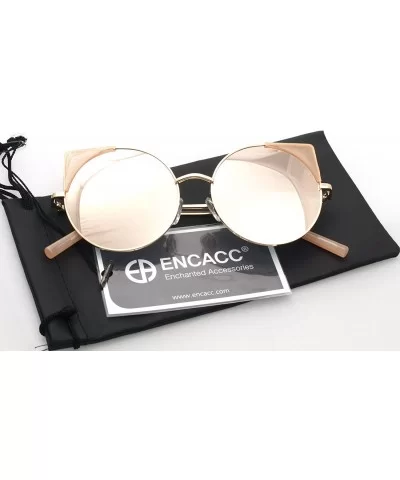 Women Oversized Cat Eye Sunglasses Eyewear - Gold Frame/Pink Mirrored Lens 50754 - C718DDAX3N4 $6.51 Cat Eye