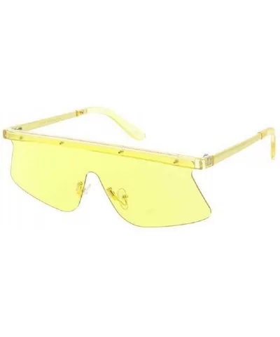 Kahuna Semi Rimless One Piece Shield Lens Sunglasses - Yellow Crystal Gold Metallic Frame - CF18YAIOD62 $7.00 Wrap