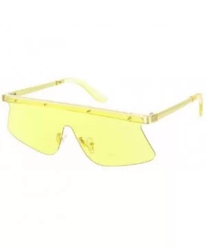 Kahuna Semi Rimless One Piece Shield Lens Sunglasses - Yellow Crystal Gold Metallic Frame - CF18YAIOD62 $7.00 Wrap