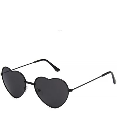 Women Cute Heart Shape Metal Frame Sunglasses with Case UV400 Protection - Black Frame/Grey Lens - C918WM9EHD9 $19.61 Rimless