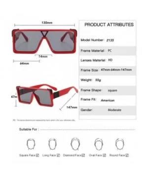 Square Oversized Sunglasses Women Men - Classic Fashion Style 100% UV Protection - Red - CU1994ENMHI $12.99 Oversized