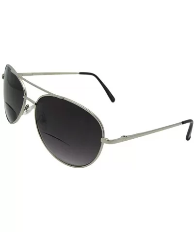 Medium Metal Frame Aviator Bifocal Sunglasses B15 - Silver Frame-gray Lenses - CZ188TZANCC $10.24 Aviator