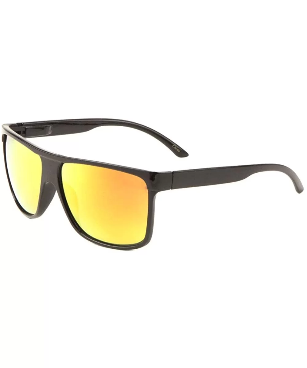 One Piece Frame Classic Square Color Mirror Sunglasses - Yellow - CD197XQNZUI $8.36 Square