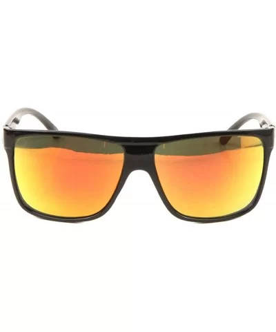 One Piece Frame Classic Square Color Mirror Sunglasses - Yellow - CD197XQNZUI $8.36 Square