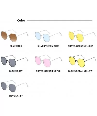 Women Cat Eye Sunglasses Ladies Retro Alloy Frame Sun Glasses UV400 - Silveryellow - CX1903985HN $8.66 Cat Eye