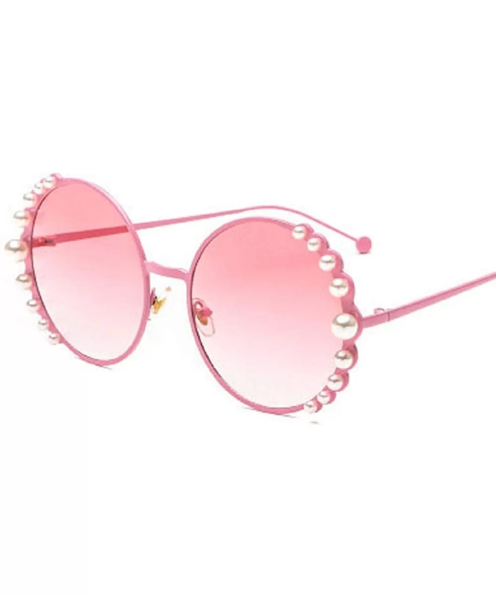 Pearl Luxury Metal Frame Circle Mirrored Women Sunglasses - D - CK18RAO3G9Q $5.35 Semi-rimless