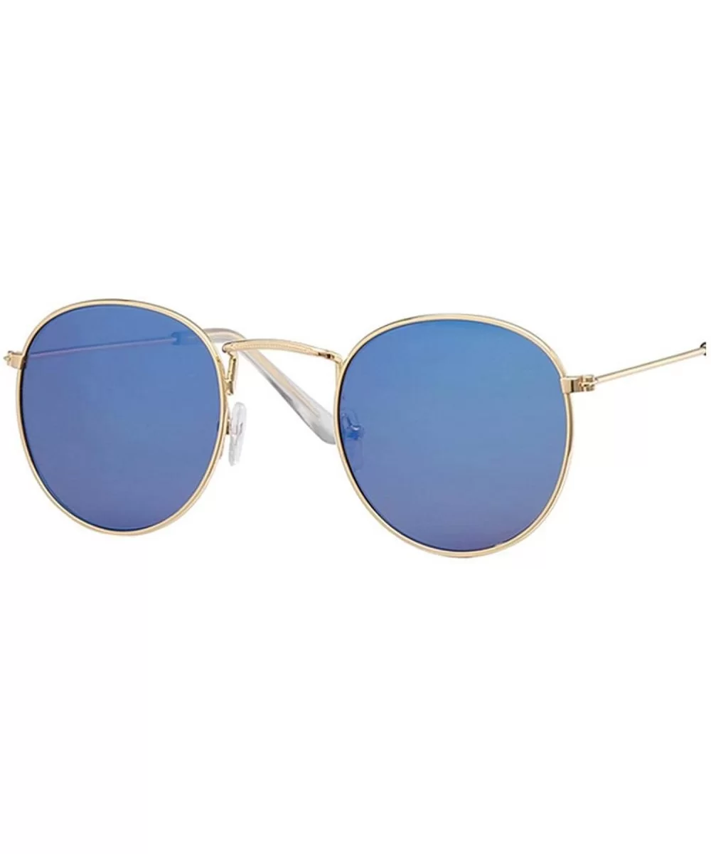 Vintage Oval Sunglasses Women Retro Clear Lens Eyewear Round Sun Glasses Oculos De Sol - Gold Blue - C51985928U2 $27.37 Round