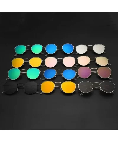 Vintage Oval Sunglasses Women Retro Clear Lens Eyewear Round Sun Glasses Oculos De Sol - Gold Blue - C51985928U2 $27.37 Round