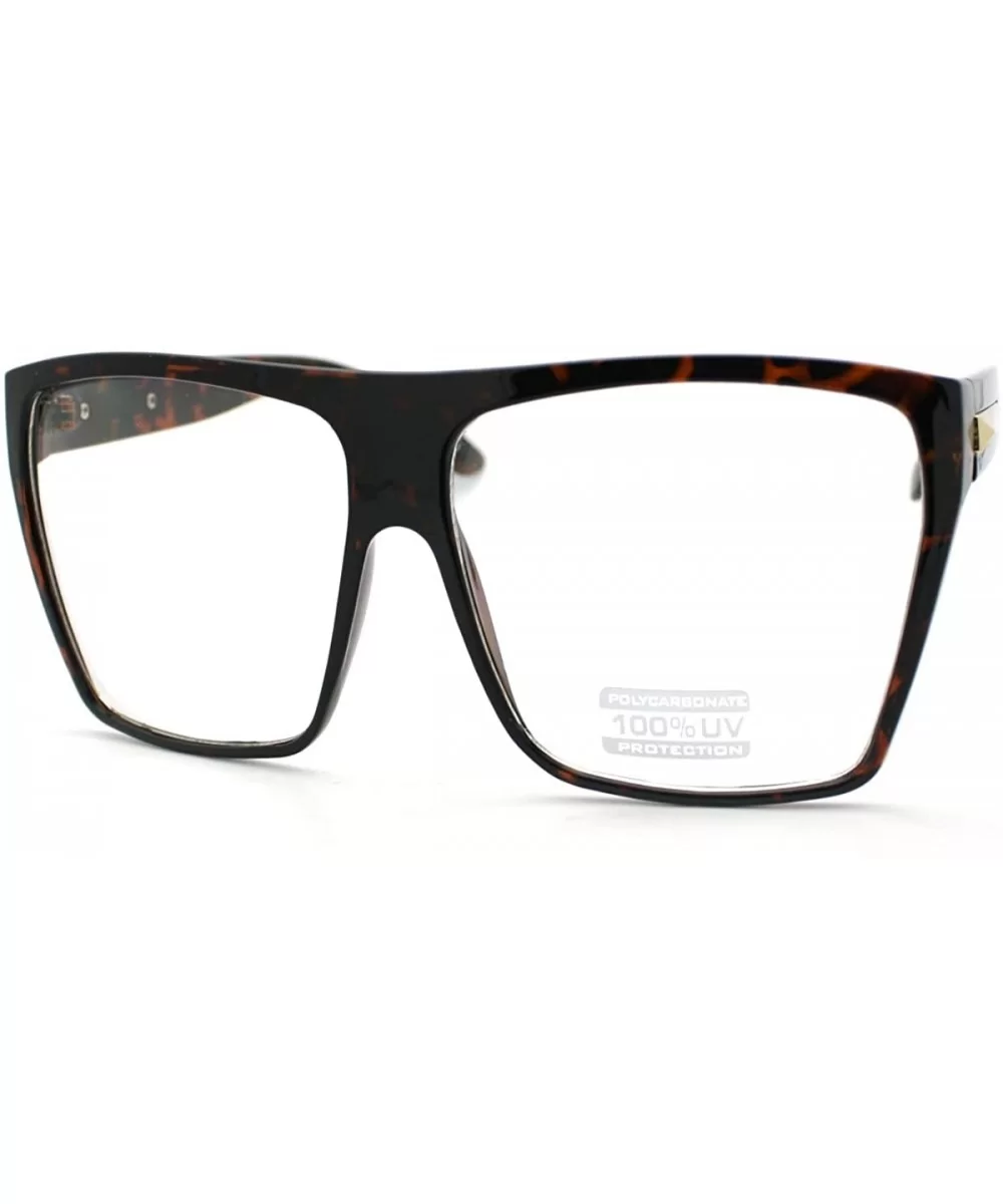 Super Oversized Nerdy Squared Geeky Clear Lens Fashion Eye Glasses - Tortoise - CK11D2XKN47 $6.19 Oversized