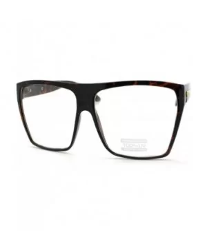 Super Oversized Nerdy Squared Geeky Clear Lens Fashion Eye Glasses - Tortoise - CK11D2XKN47 $6.19 Oversized