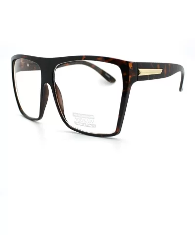 Super Oversized Nerdy Squared Geeky Clear Lens Fashion Eye Glasses - Tortoise - CK11D2XKN47 $6.19 Oversized