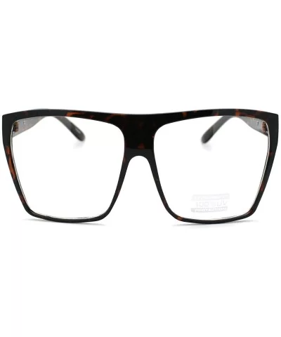 Super Oversized Nerdy Squared Geeky Clear Lens Fashion Eye Glasses - Tortoise - CK11D2XKN47 $6.19 Oversized