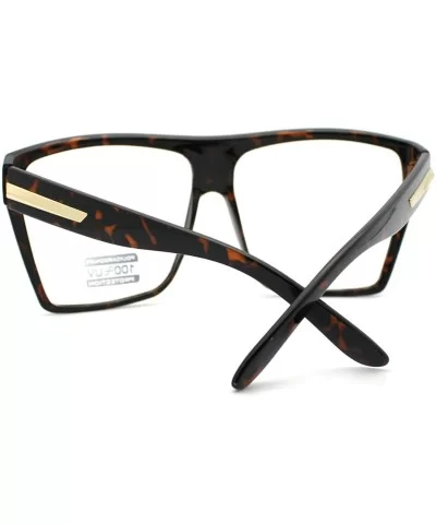 Super Oversized Nerdy Squared Geeky Clear Lens Fashion Eye Glasses - Tortoise - CK11D2XKN47 $6.19 Oversized