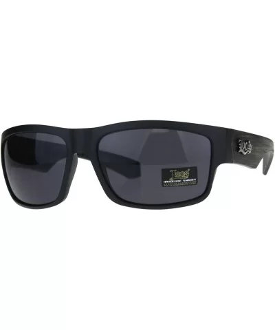 Locs Hardcore Shades Mens Rectangular Wrap Matte Black Wood Pattern Sunglasses - Black Brown - CZ18CWQUEE2 $7.23 Rectangular