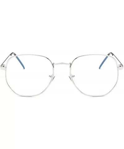 Fashion Myopia Face-lift Glasses Metal Frame Vintage Round Glasses - Silver - CU18ET8L39U $21.45 Round