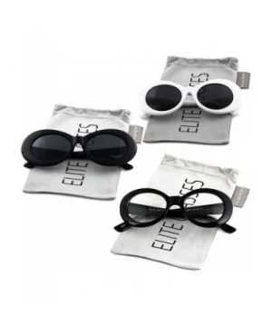 Vintage NIRVANA Kurt Cobain Round Sunglasses For Women Men Eyewear - White - Black - Black Clear - CW18HUY9MOS $10.73 Oval