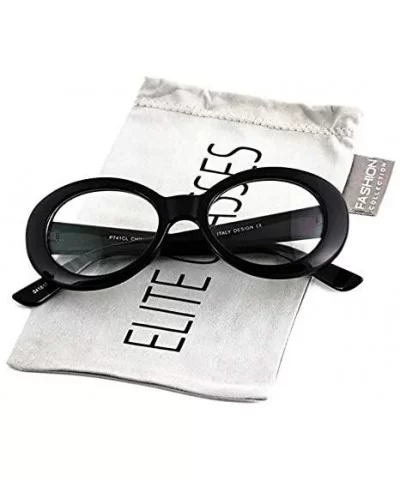 Vintage NIRVANA Kurt Cobain Round Sunglasses For Women Men Eyewear - White - Black - Black Clear - CW18HUY9MOS $10.73 Oval