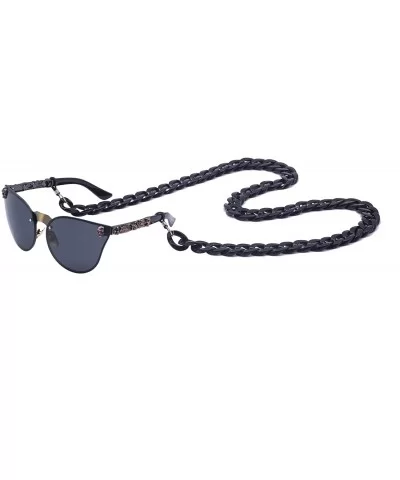 UV400 Fashion Retro Oversized Unisex Women Men Rimless Sunglasses With Chain - Style a 5 - CZ18ERLNYAM $11.60 Oval